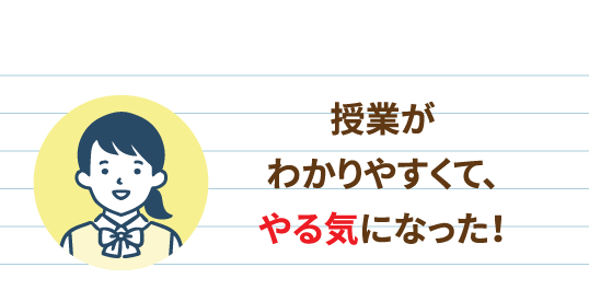 授業がわかりやすくて、やる気になった！
